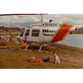 Wales Rescue helicopter at Long Reef headland, Long Reef, 1982
