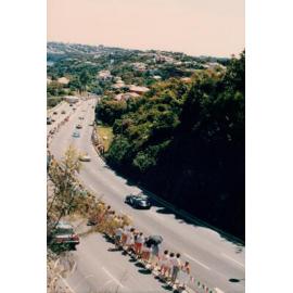 Motor race on Spit Rd, Seaforth, 1985
