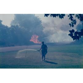 Allambie bush fire near field, Allambie Heights, 1990