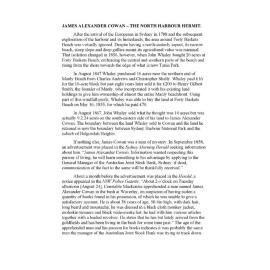 James Alexander Cowan - The North Harbour Hermit