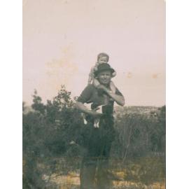 Willem van der Pot with daughter Jenny at 34 Boomerang Road, Collaroy Plateau, c1946