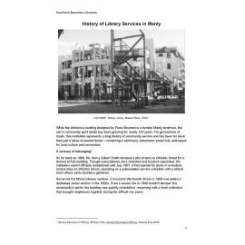 History of Library Services in Manly