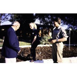 Warringah Shire staff assisting at the opening of the Nelson Heather Bicentennial Rose Garden, Warriewood, 1988