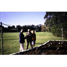 Handing over the shovel at the opening of the Nelson Heather Centre Bicentennial Rose Garden, Warriewood, 1988