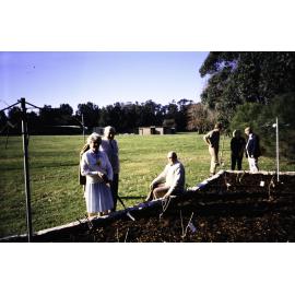 Rose and Wal Ling Planting at the opening of the Nelson Heather Centre Bicentennial Rose Garden, Warriewood, 1988