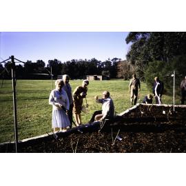 Rose and Wal Ling Planting at the opening of the Nelson Heather Centre Bicentennial Rose Garden, Warriewood, 1988