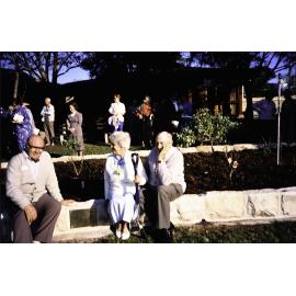 Rose and Wal Ling sitting by the Bicentennial Rose Garden at the Nelson Heather Centre, Warriewood, 1988