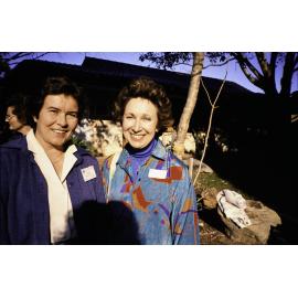 Pat Brown and Heather Macdonald at the opening of the Bicentennial Rose Garden at the Nelson Heather Centre, Warriewood, 1988