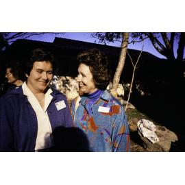 Pat Brown and Heather Macdonald at the opening of the Bicentennial Rose Garden at the Nelson Heather Centre, Warriewood, 1988