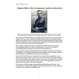 Stephen Raffo: a life of compassion, resilience and service