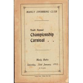 Manly Swimming Club 10th Annual Championship Carnival 1915