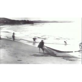Fishermen hauling nets, Long Reef