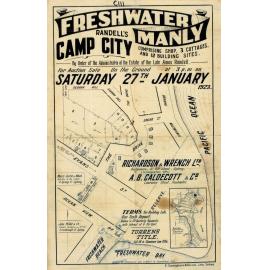 Randell's Camp City, Freshwater, 1923: Subdivision plan